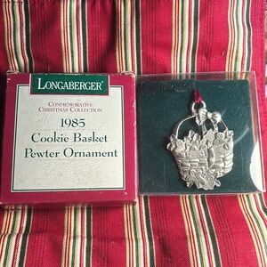 Longaberger 1985 Cookie Basket Pewter Christmas Ornament NWT